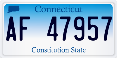 CT license plate AF47957