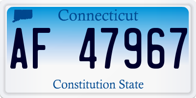 CT license plate AF47967