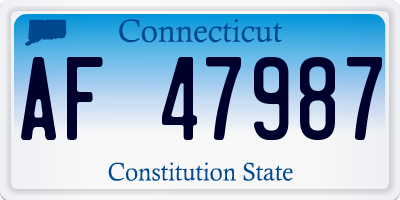 CT license plate AF47987