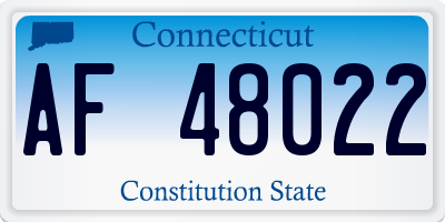CT license plate AF48022