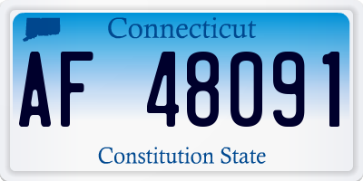 CT license plate AF48091