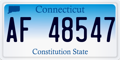 CT license plate AF48547