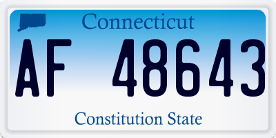CT license plate AF48643