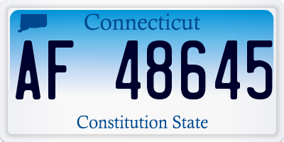 CT license plate AF48645