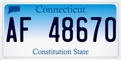 CT license plate AF48670