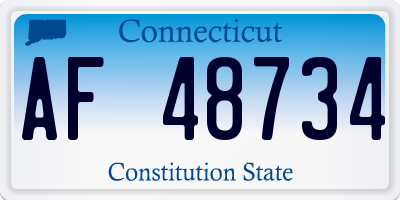 CT license plate AF48734