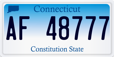 CT license plate AF48777