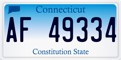 CT license plate AF49334