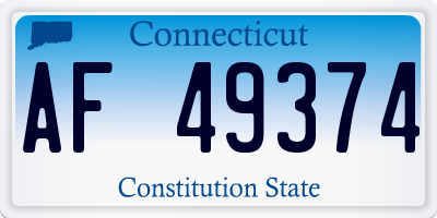 CT license plate AF49374