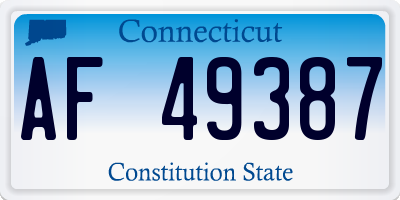 CT license plate AF49387