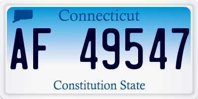 CT license plate AF49547