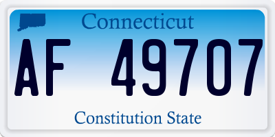 CT license plate AF49707
