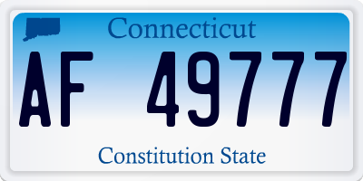 CT license plate AF49777
