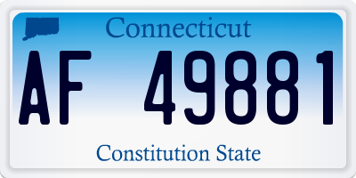 CT license plate AF49881