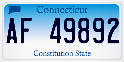 CT license plate AF49892