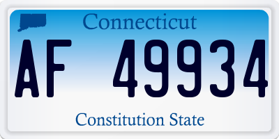 CT license plate AF49934