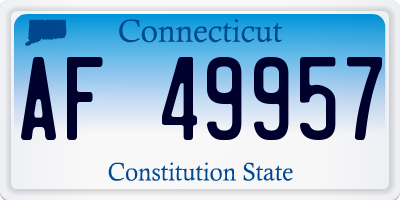 CT license plate AF49957