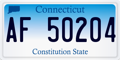 CT license plate AF50204