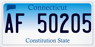 CT license plate AF50205
