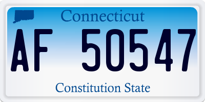 CT license plate AF50547