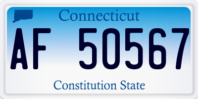 CT license plate AF50567