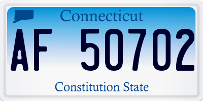 CT license plate AF50702