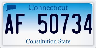 CT license plate AF50734