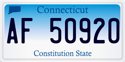 CT license plate AF50920
