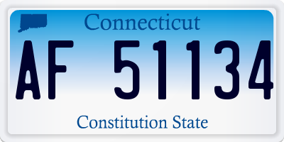 CT license plate AF51134