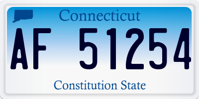 CT license plate AF51254
