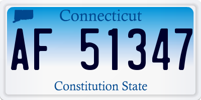 CT license plate AF51347