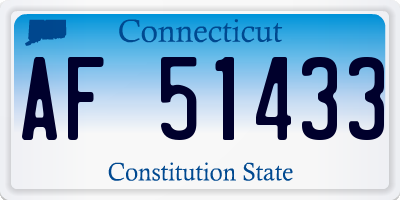 CT license plate AF51433