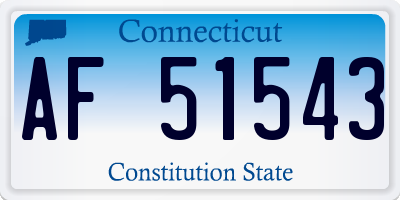 CT license plate AF51543