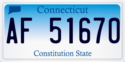 CT license plate AF51670