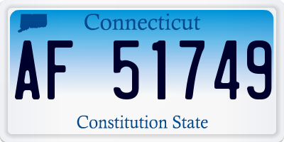 CT license plate AF51749