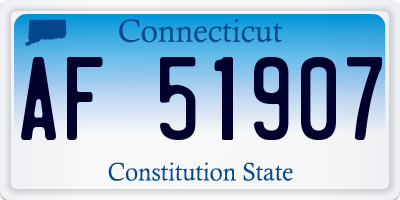 CT license plate AF51907
