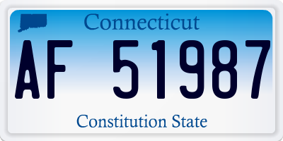 CT license plate AF51987