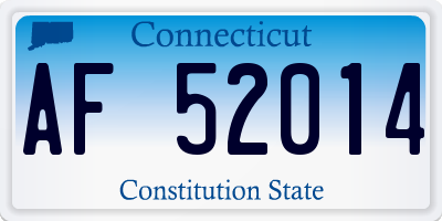 CT license plate AF52014