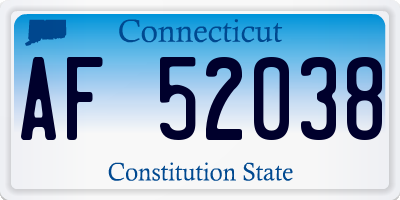 CT license plate AF52038