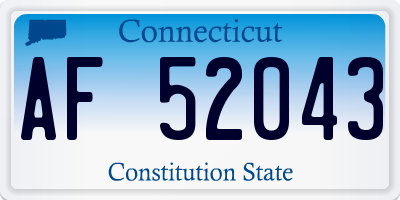 CT license plate AF52043