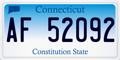 CT license plate AF52092