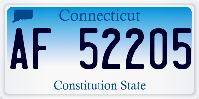 CT license plate AF52205