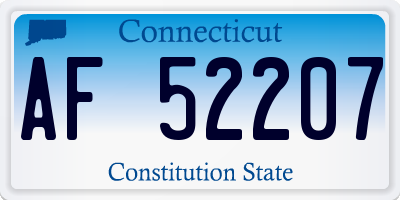 CT license plate AF52207