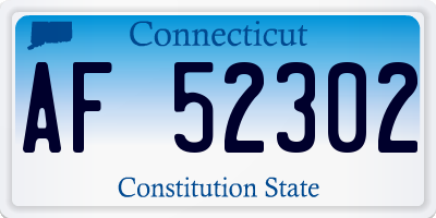 CT license plate AF52302