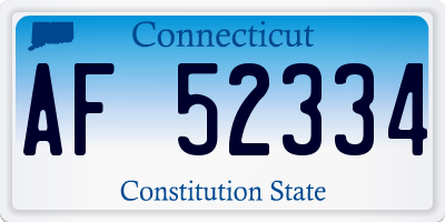 CT license plate AF52334