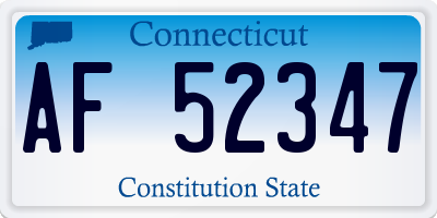 CT license plate AF52347