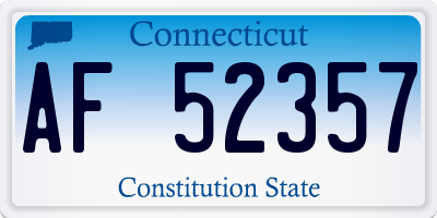 CT license plate AF52357
