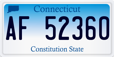 CT license plate AF52360