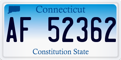 CT license plate AF52362