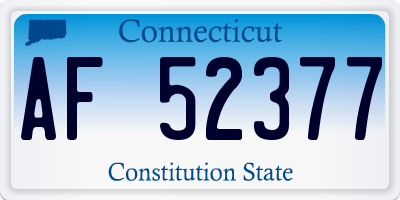 CT license plate AF52377